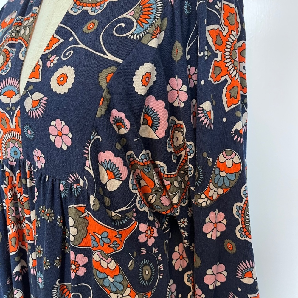 Boden Notch Neck Midi Dress - Navy Paisley Print - Picture 3 of 6